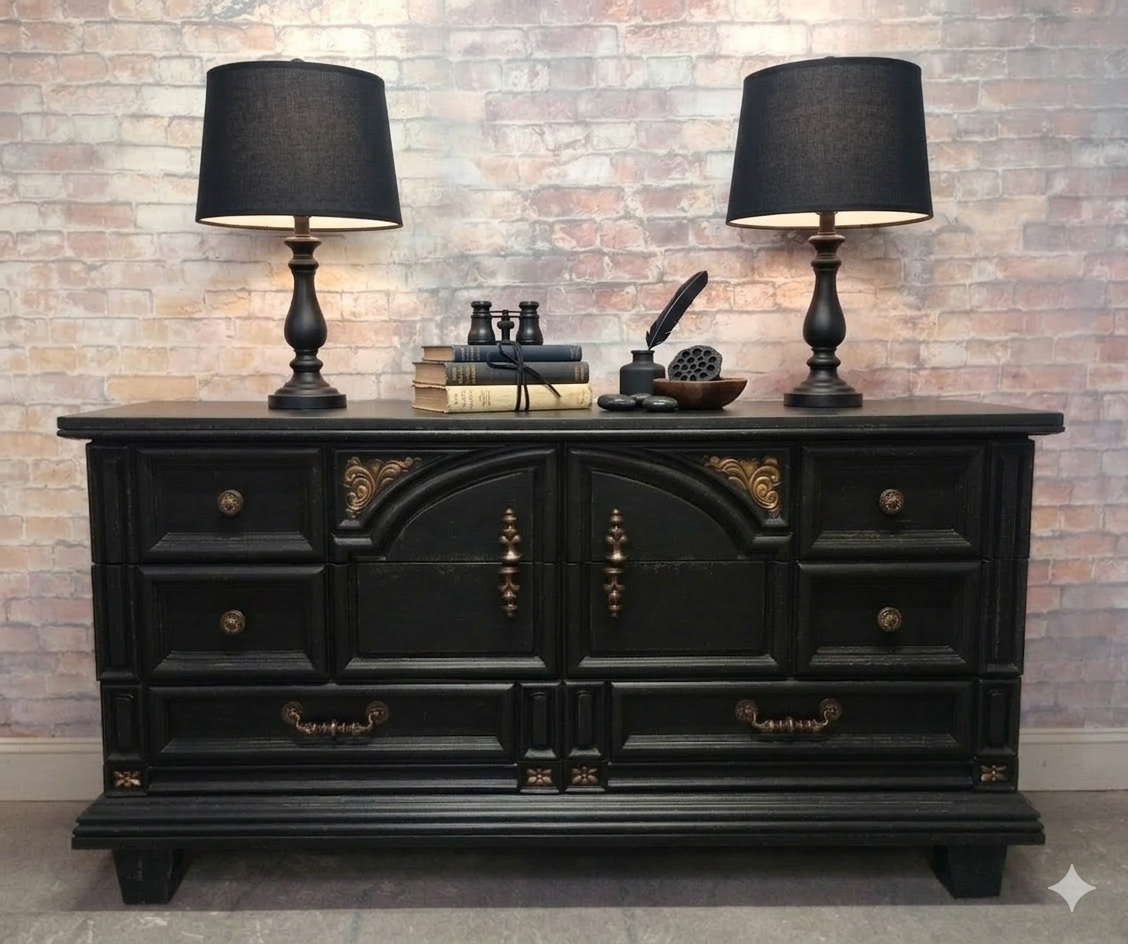 Paul Vintage Style Black Double Dresser