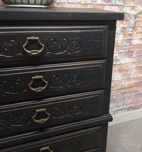 distressed dresser black Dark Brindle Cowhide It features six spacious drawers to keep all your clothes and linens neatly organized Willow Drawer Dresser (Distressed Black)