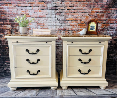 Lisa S/2 Oversized, Granite Top Nightstands