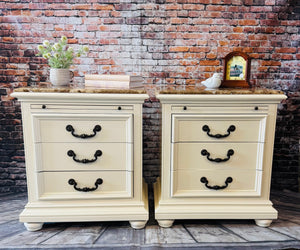 Lisa S/2 Oversized, Granite Top Nightstands