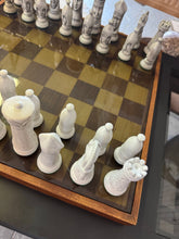 Lisa Glass Top Coffee Table with Built in Chess Set