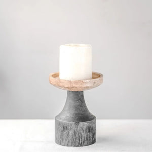 HD 6″ BLACK AND WOOD CANDLE HOLDER PDME22-003