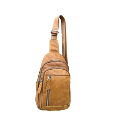 HD Leather Sling Bag with Adjustable Shoulder Strap W009 LBN