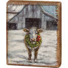 HD Cow With Wreath Block Sign 110084