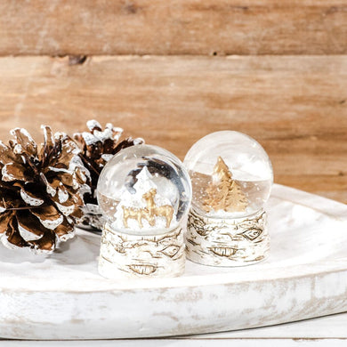 HD TINY DEER/TREE SNOWGLOBES HXPZ2401