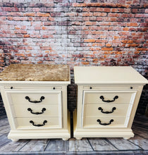 Lisa S/2 Oversized, Granite Top Nightstands