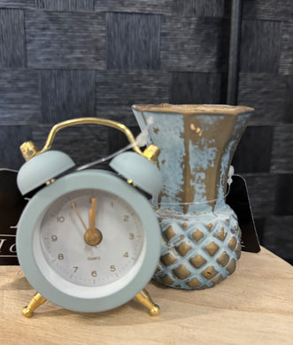 HD  GRAY MINI 2 BELL ALARM CLOCK.  HXEE01-GY