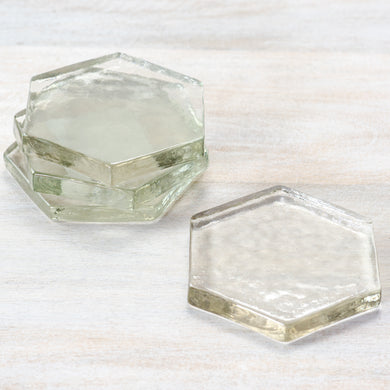 HD S/4 GLASS HEXAGON COASTERS PDMN07