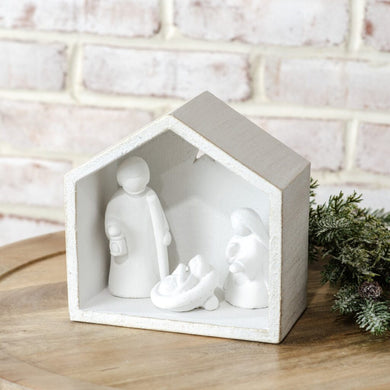 HD WHITE/GOLD BRUSH CEMENT NATIVITY SCENE PDCP2401