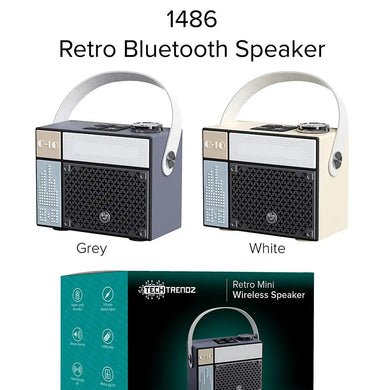 HD GREY Retro Mini Wireless Speaker 1486-GY