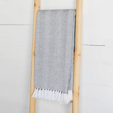 HD GREY/WHT HERRINGBONE THROW PDAR-25
