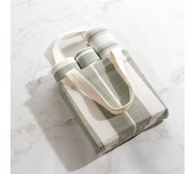 HD  3 PC GRN/WHT TOWEL W/BAG. PDBX013