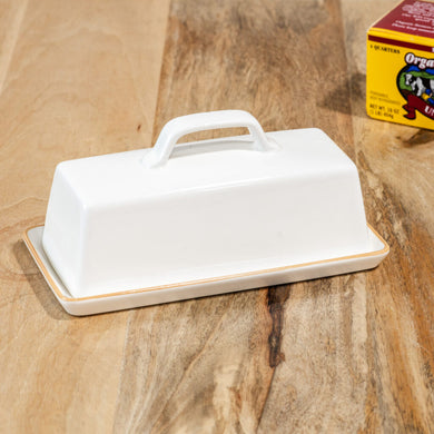 HD WHITE CERAMIC BUTTER DISH PDZE01