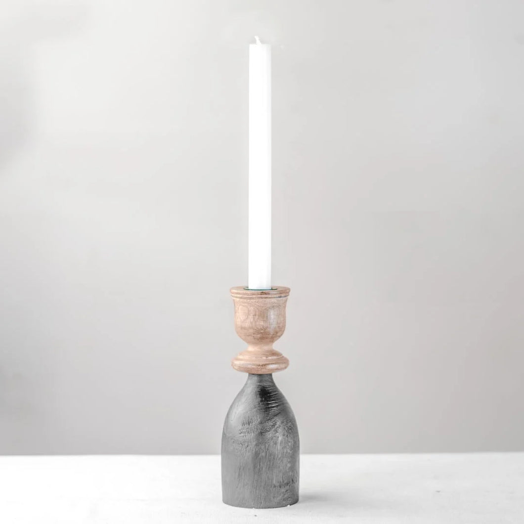 HD 8″ BLACK AND WOOD CANDLE HOLDER PDME22-001