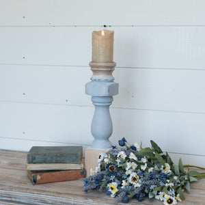 HD 16.5" BLUE PAINTED PILLAR CANDLE STAND E203188