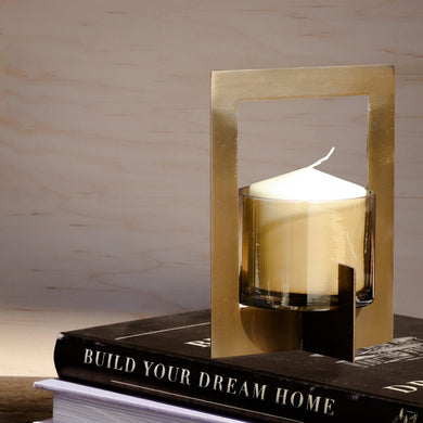 HD 7″ ANT. BRASS FRAMED CANDLE HOLDER PDME012