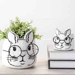 HD S/2 EYEGLASS BUNNY PLANTER PDCP42