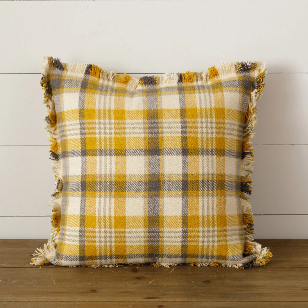 Brushed Cotton Flannel Pillow - Mustard, Warm Gray  8P6022