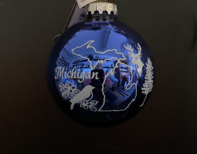 Bronner’s Blue Shiny Michigan Ornament