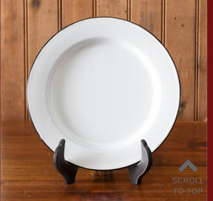 White Enamelware Dinner Plates S/2