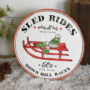 Tin Sled Ride Sign