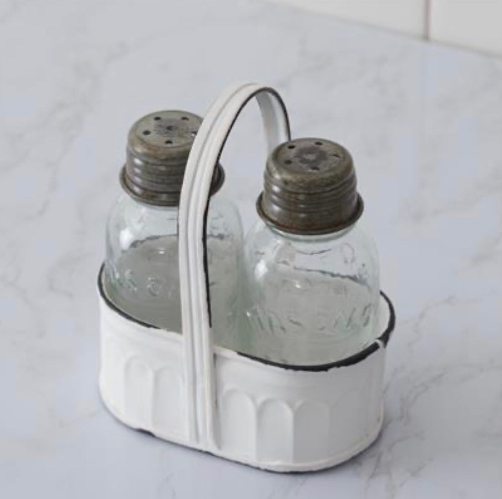 White Caddy Salt and Pepper Shakers